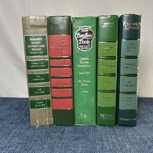Lot 5 Green Cover Readers Digest Condensed Books Decor Staging Patterns & Solid